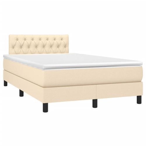 Lit à sommier tapissier avec matelas Crème 120x200 cm Tissu 5 - Photo n°3; ?>