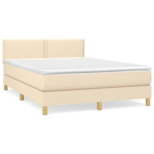 Lit à sommier tapissier avec matelas Crème 140x200 cm Tissu 4 - Photo n°2; ?>