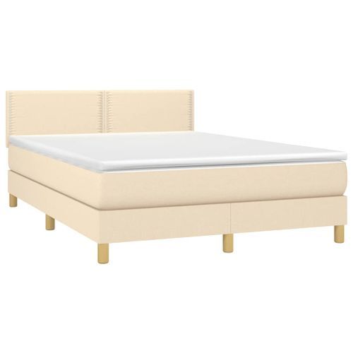Lit à sommier tapissier avec matelas Crème 140x200 cm Tissu 4 - Photo n°3; ?>