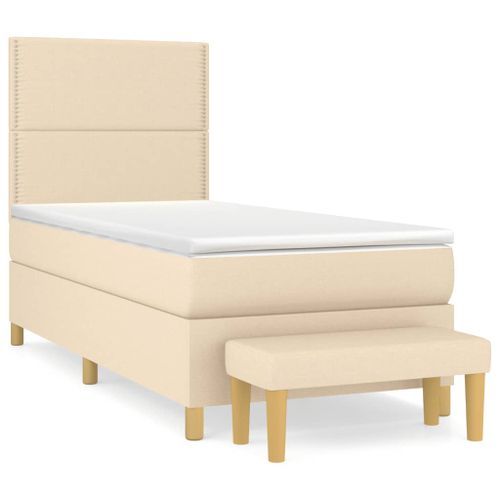 Lit à sommier tapissier avec matelas Crème 80x200 cm Tissu - Photo n°2; ?>