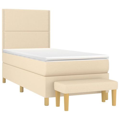 Lit à sommier tapissier avec matelas Crème 80x200 cm Tissu - Photo n°3; ?>