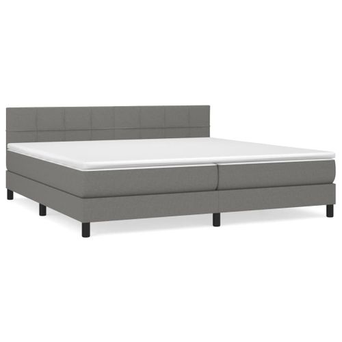 Lit à sommier tapissier avec matelas Gris foncé 200x200cm Tissu 2 - Photo n°2; ?>