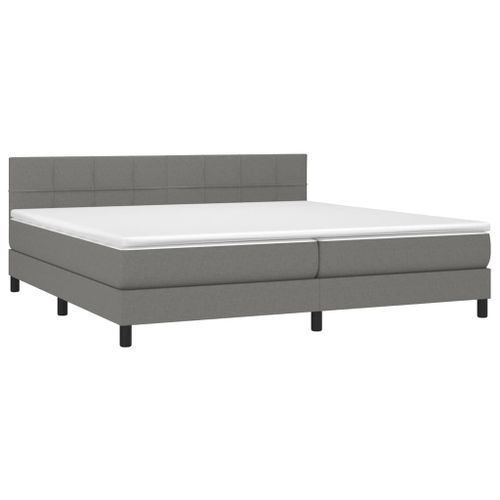 Lit à sommier tapissier avec matelas Gris foncé 200x200cm Tissu 2 - Photo n°3; ?>