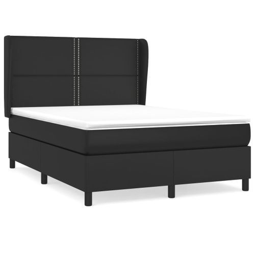 Lit à sommier tapissier avec matelas Noir 140x190 cm Similicuir - Photo n°2; ?>