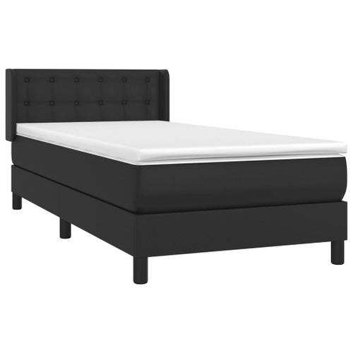 Lit à sommier tapissier avec matelas Noir 90x200 cm Similicuir - Photo n°3; ?>