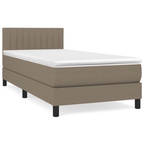 Lit à sommier tapissier avec matelas Taupe 100x200 cm Tissu 4 - Photo n°2; ?>