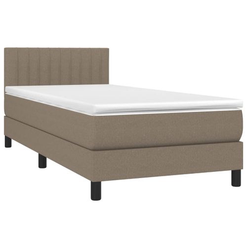 Lit à sommier tapissier avec matelas Taupe 100x200 cm Tissu 4 - Photo n°3; ?>