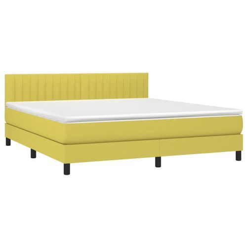 Lit à sommier tapissier avec matelas Vert 160x200 cm Tissu - Photo n°3; ?>