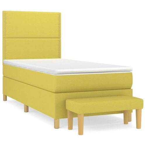 Lit à sommier tapissier avec matelas Vert clair 80x200 cm Tissu - Photo n°2; ?>
