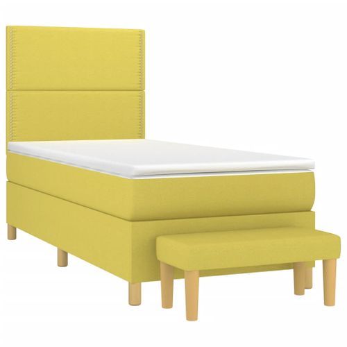Lit à sommier tapissier avec matelas Vert clair 80x200 cm Tissu - Photo n°3; ?>