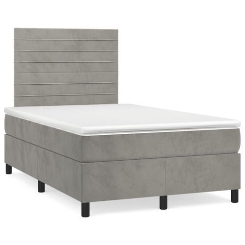 Lit à Sommier Tapissier Et Matelas Gris Clair 120x200cm Velours 3 14 Lit à sommier tapissier et matelas Gris clair 120x200cm Velours 3 - Photo n°2; ?>