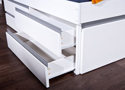 Lit à tiroirs Pin massif blanc Conforto - Photo n°2; ?>