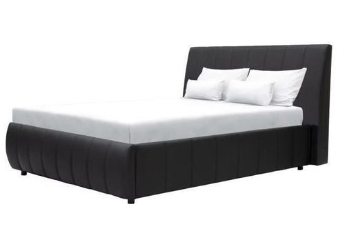 Lit adulte 140 x 190 cm + coffre de rangement - Simili noir - Sommier inclus - CLOUD - Photo n°2; ?>