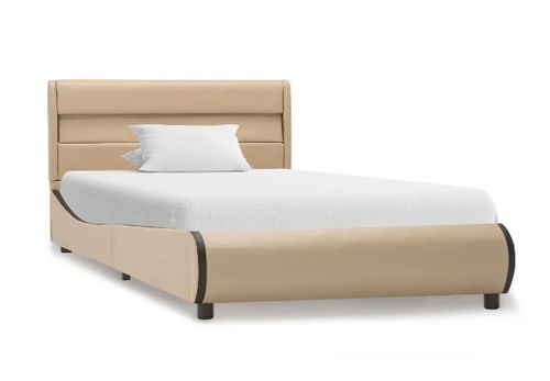 Lit adulte à LED simili cuir beige Nyam 100x200 cm - Photo n°2; ?>