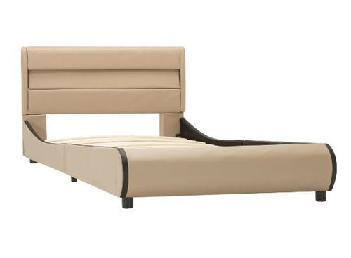 Lit adulte à LED simili cuir beige Nyam 100x200 cm - Photo n°3; ?>