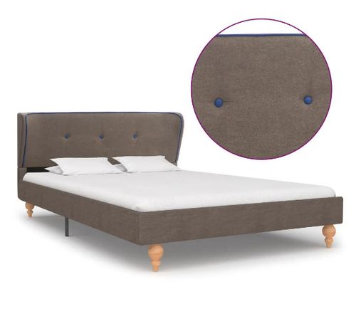 Lit adulte tissu taupe et pieds hévéa massif clair Garry 120x200 cm - Photo n°2; ?>