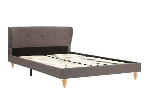 Lit adulte tissu taupe et pieds hévéa massif clair Garry 120x200 cm - Photo n°3; ?>