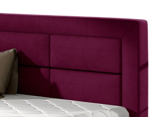 Lit Avec Coffre Et Tête De Lit Capitonnée Velours Prune Rizaro 15 Lit avec coffre et tête de lit capitonnée velours prune Rizaro - Photo n°3; ?>
