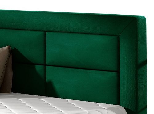 Lit avec coffre et tête de lit capitonnée velours vert Rizaro - Photo n°3; ?>