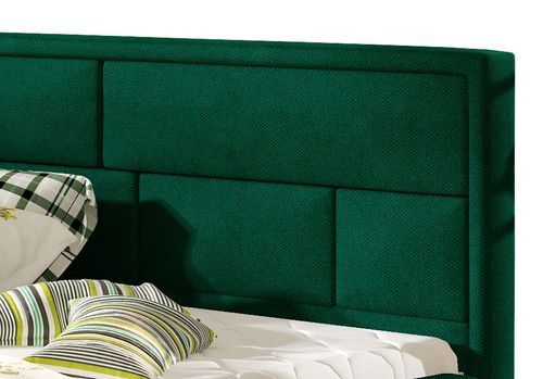 Lit avec coffre velours vert tête de lit capitonnée Lenzo - 4 tailles - Photo n°3; ?>