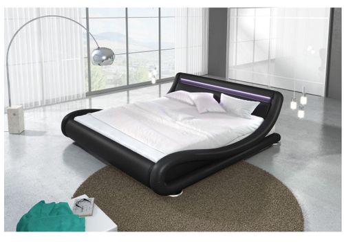 Lit avec Led similicuir noir 160x200 cm Zapa - Photo n°2; ?>