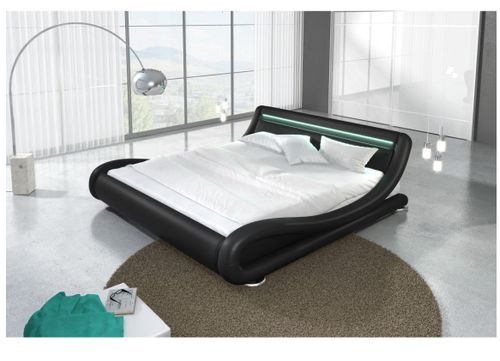 Lit avec Led similicuir noir 160x200 cm Zapa - Photo n°3; ?>