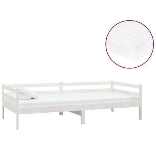 Lit Avec Matelas 90x200 Cm Blanc Bois De Pin Massif 2 22 Lit avec matelas 90x200 cm Blanc Bois de pin massif 2 - Photo n°2; ?>