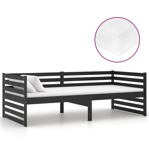 Lit Avec Matelas 90x200 Cm Noir Bois De Pin Massif 11 22 Lit avec matelas 90x200 cm Noir Bois de pin massif 11 - Photo n°2; ?>