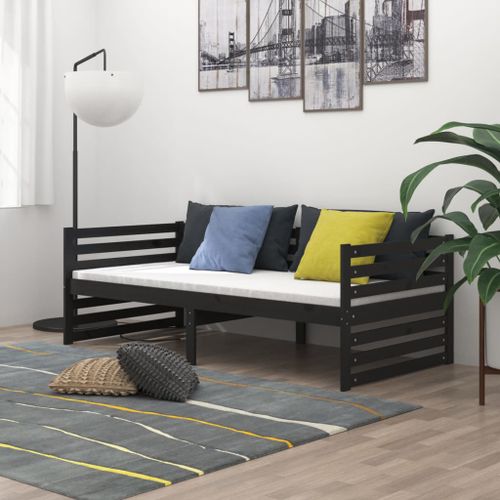 Lit Avec Matelas 90x200 Cm Noir Bois De Pin Massif 11 23 Lit avec matelas 90x200 cm Noir Bois de pin massif 11 - Photo n°3; ?>