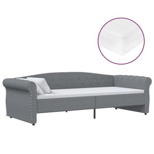 Lit avec matelas et éclairage USB Gris clair Tissu 90x200 cm 12 - Photo n°2; ?>