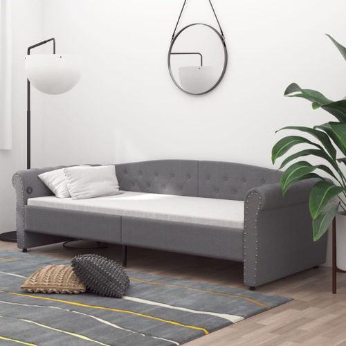 Lit avec matelas et éclairage USB Gris clair Tissu 90x200 cm 12 - Photo n°3; ?>