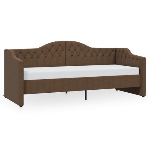 Lit avec matelas et éclairage USB Marron foncé Tissu 90x200 cm 6 - Photo n°2; ?>
