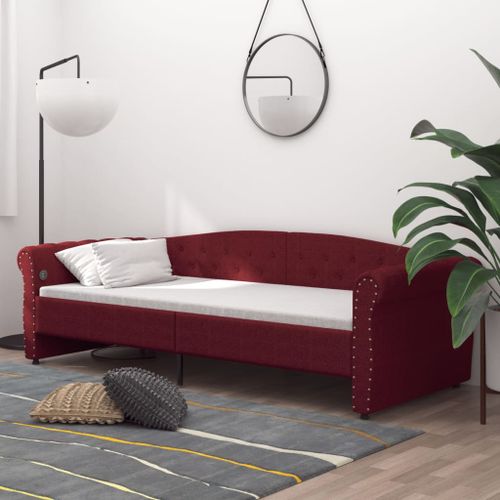 Lit avec matelas et éclairage USB Rouge bordeaux Tissu 90x200cm 10 - Photo n°3; ?>