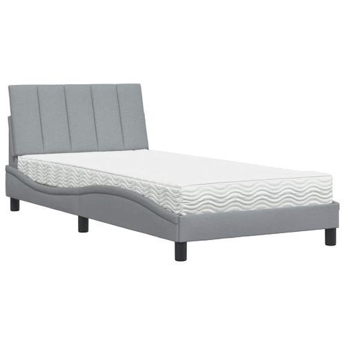 Lit avec matelas gris clair 100x200 cm tissu - Photo n°2; ?>