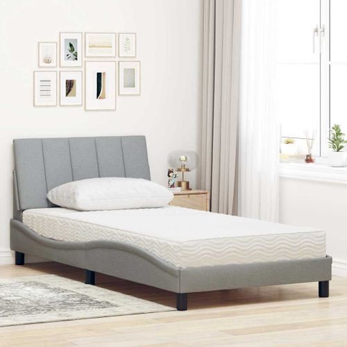 Lit avec matelas gris clair 100x200 cm tissu - Photo n°3; ?>