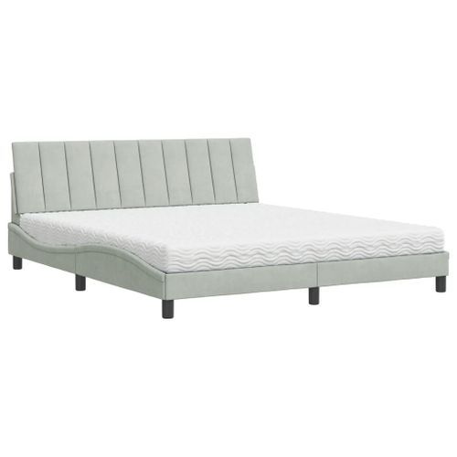 Lit avec matelas gris clair 180x200 cm velours - Photo n°2; ?>