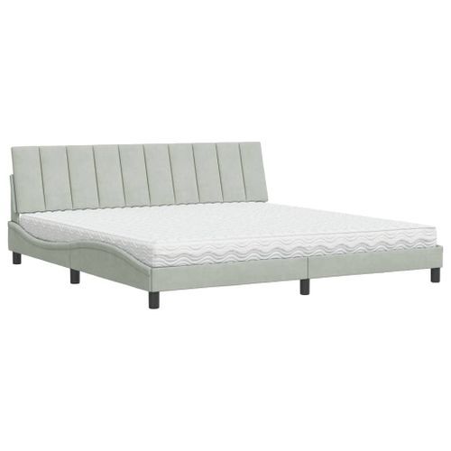 Lit avec matelas gris clair 200x200 cm velours - Photo n°2; ?>