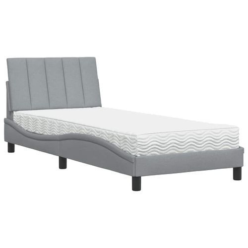 Lit avec matelas gris clair 80x200 cm tissu - Photo n°2; ?>