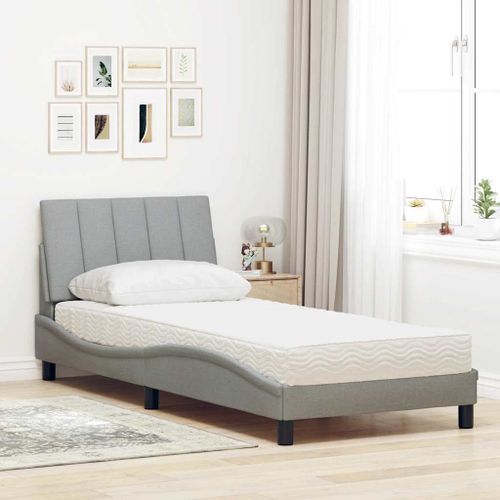 Lit avec matelas gris clair 80x200 cm tissu - Photo n°3; ?>