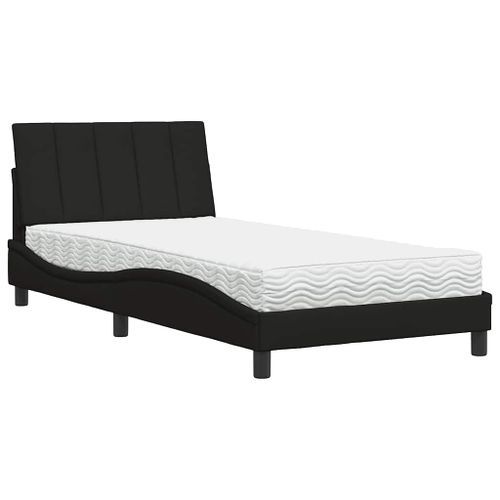 Lit avec matelas noir 100x200 cm tissu - Photo n°2; ?>