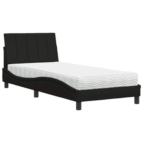 Lit avec matelas noir 80x200 cm tissu - Photo n°2; ?>