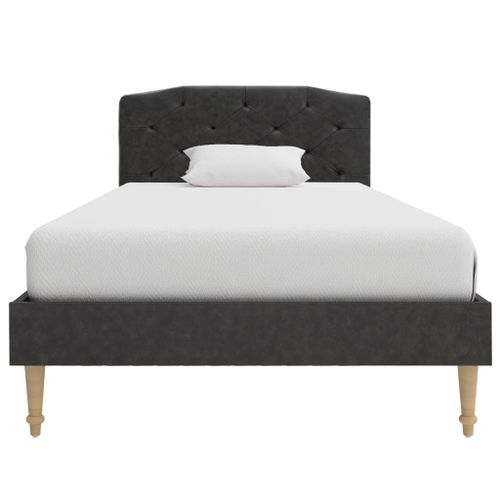 Lit avec matelas Noir Tissu 90 x 200 cm - Photo n°3; ?>