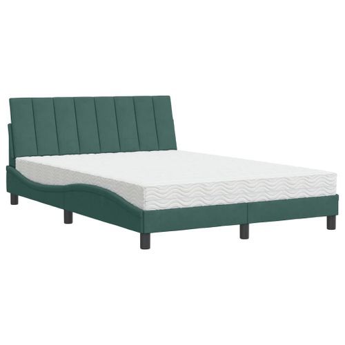 Lit avec matelas vert foncé 140x200 cm velours - Photo n°2; ?>