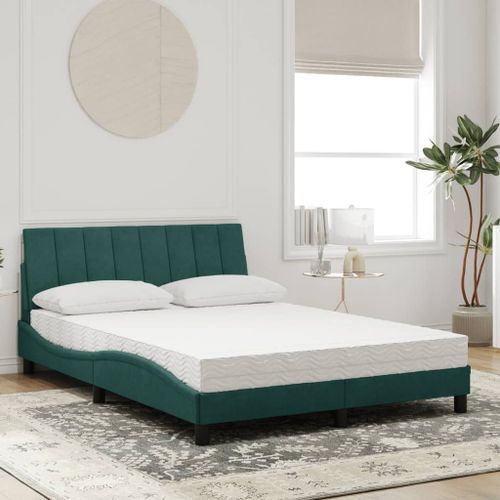 Lit avec matelas vert foncé 140x200 cm velours - Photo n°3; ?>