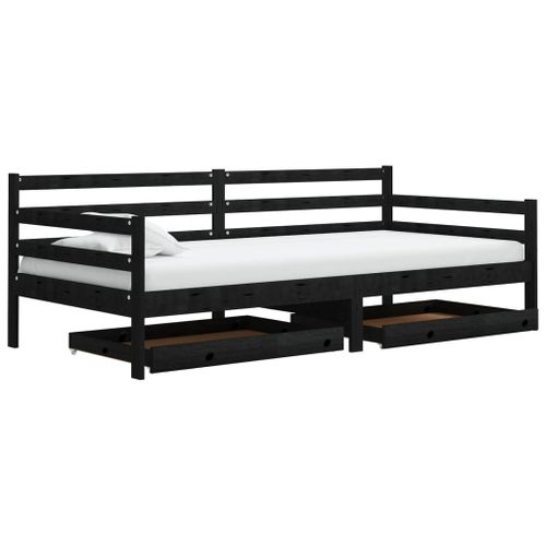 Lit Avec Tiroirs 90x200 Cm Noir Bois De Pin Massif 4 17 Lit avec tiroirs 90x200 cm Noir Bois de pin massif 4 - Photo n°3; ?>