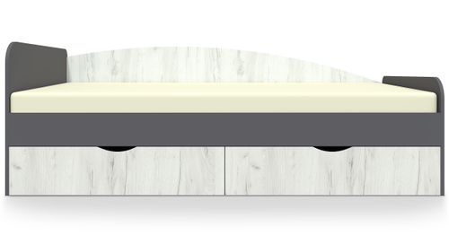 Lit banquette avec 2 tiroirs bois gris et blanc Arade 90x200 cm - Photo n°2; ?>