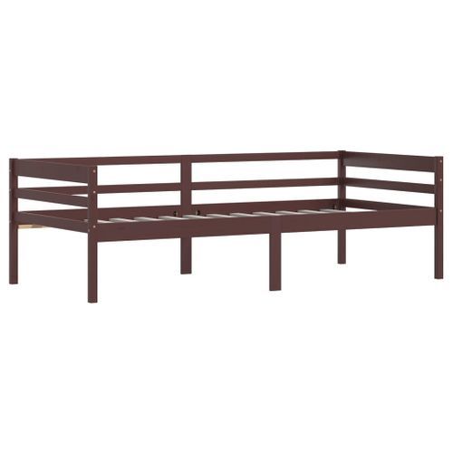 Lit banquette Marron foncé Bois de pin massif 90x200 cm - Photo n°2; ?>