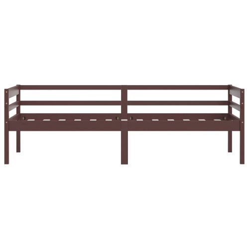Lit banquette Marron foncé Bois de pin massif 90x200 cm - Photo n°3; ?>