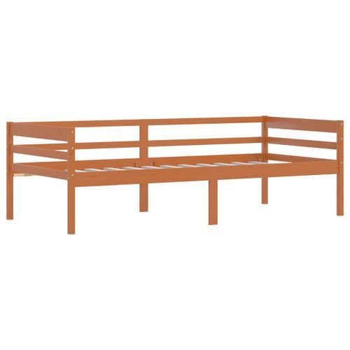 Lit banquette Marron miel Bois de pin massif 90x200 cm - Photo n°2; ?>