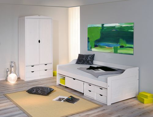 Lit banquette pin massif blanc Maxim 90x200 cm - Photo n°3; ?>